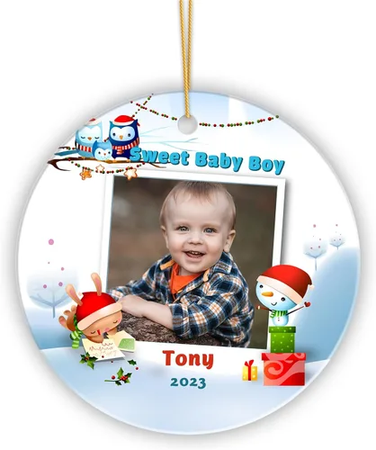 Vista 11 de Adorno de Navidad personalizado con foto para bebé, mi segunda Navidad, adorno de recuerdo de bebé, adornos colgantes de Navidad