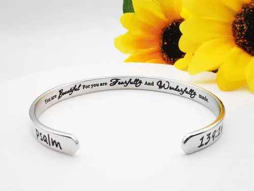 Vista 5 de Pulseras inspiradoras para mujer, joyería de acero inoxidable, con refranes, pulsera motivacional con mensaje oculto, pulseras grabadas para mejor