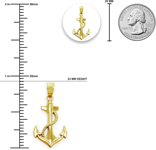 Vista 3 de Colgante Ancla de Oro - Oro de 10 quilates - Joyería Náutica - Joyas de ancla