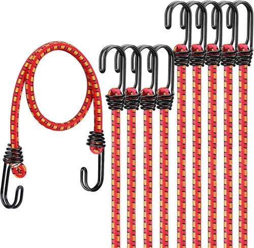 Vista 21 de Rollo de cuerda elástica con 40 ganchos ajustables, cuerdas elásticas resistentes de 1/3 pulgadas x 65 pies, cuerda elástica negra de grado marino