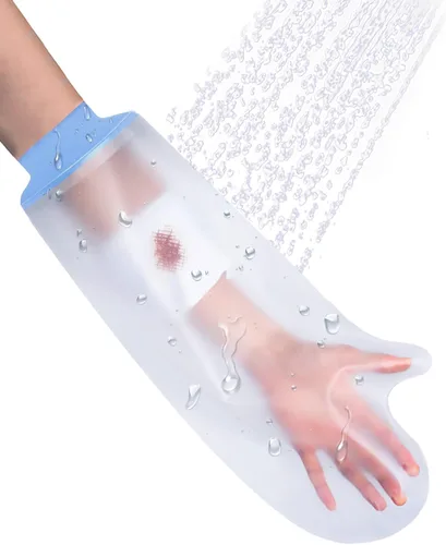 Vista 11 de CureSquad Funda impermeable para pantorrilla de adulto, manga protectora impermeable ancha, tiras antideslizantes dobles con ranuras profundas