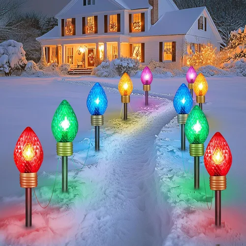Vista 19 de Strawberry Jumbo C9 Luces de Camino de Navidad para Exteriores - 8.5 Pies 5 Luces LED C9 de Navidad, Luces C7 Cubiertas Jumbo Multicolor Luces