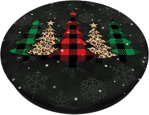 Vista 2 de Buffalo Plaid Leopard Cheetah Christmas Trees Snowflake PopSockets PopGrip: agarre intercambiable para teléfonos y tabletas