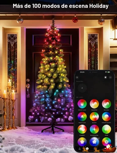 Vista 5 de echosari Guirnalda de luces de Navidad, 100 luces LED inteligentes de 33 pies, millones de colores que cambian con la aplicación, sincronización