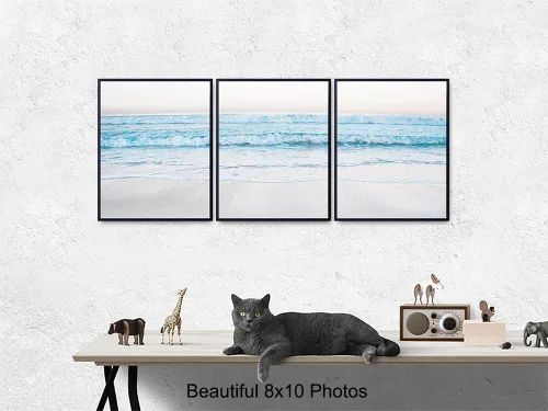 Vista 5 de Juego de impresiones artísticas de pared de olas del océano, fotos contemporáneas de decoración del hogar de 8 x 10 pulgadas para dormitorio, baño