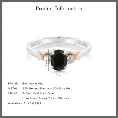 Vista 43 de Gem Stone King Anillo de compromiso de plata de ley 925 y oro rosa de 10 quilates, piedra preciosa ovalada de 0.276 x 0.197 in, con acento