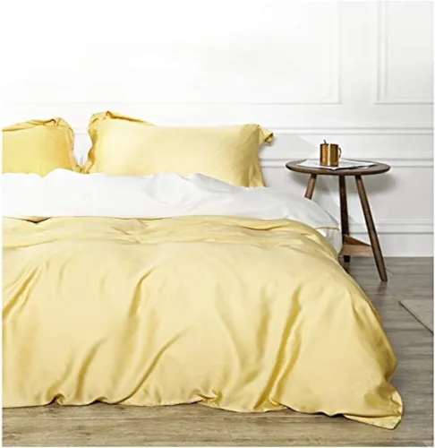 Vista 16 de Juego de ropa de cama de lujo de algodón egipcio, de color liso, de satén de alta densidad de hilos largos, sedoso, suave, transpirable, de primera