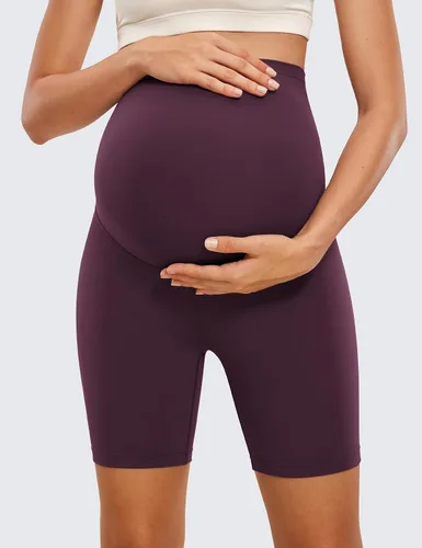 Vista 2 de CRZ YOGA Butterluxe - Pantalones cortos de yoga de maternidad sobre el vientre de 6 pulgadas, pantalones cortos de ciclismo atléticos