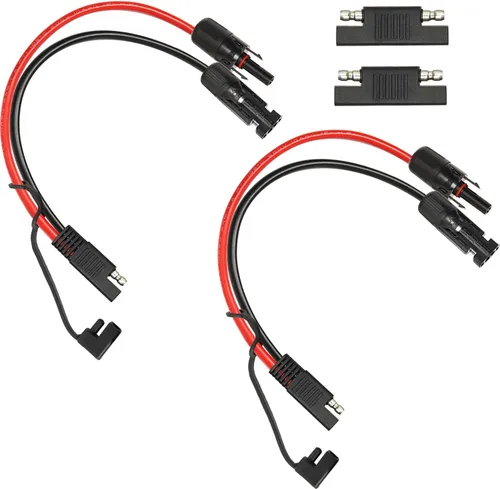 Vista 8 de 2 piezas de 1 pie de cable adaptador de panel solar a SAE - Cable de extensión de conector SAE 10AWG para kit de cargador de batería de panel solar