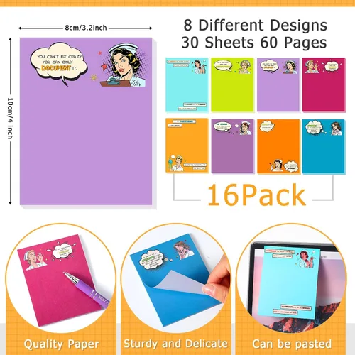Vista 2 de Sabary 32 Piezas Blocs de Notas para Enfermeras con Bolígrafos Mini 16 Notas Adhesivas Divertidas 16 Bolígrafos Bulk Cuaderno Temático Médico Regalo