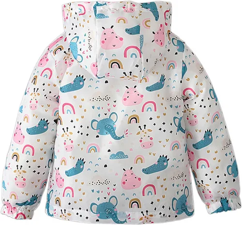 Vista 6 de Toddler Kids Boys Girls Hood Coat Cute Pattern Print Zipper Jacket Cardigan Long Sleeve Windproof Hoodie Outwear