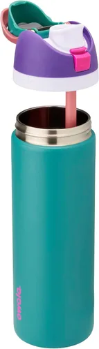 Vista 2 de Owala FreeSip - Botella de agua de acero inoxidable de 24 onzas, pistas de esquí de los años 80