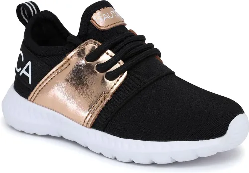 Vista 2 de Nautica - Tenis modernos y con detalles metálicos para niñas, zapato deportivo para correr con cordones I kappil I (niña grande, niña pequeña, niña)