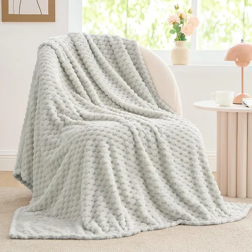 Vista 10 de BEDELITE Manta de forro polar para sofá y cama, manta decorativa de jacquard 3D de almendra, súper suave y acogedora, manta mullida cálida adecuada