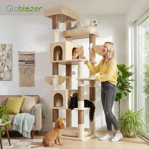 Vista 7 de Globlazer Árbol para gatos resistente, árbol para gatos extra grande de 81 pulgadas para gatos de interior y adultos, torre resistente para gatos