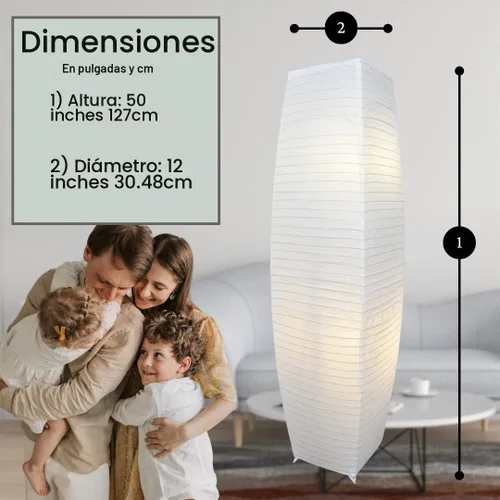 Vista 9 de LIGHTACCENTS Lámpara de pie de papel de arroz de 50" – Lámpara de pie japonesa moderna con base cromada, pantalla blanca, interruptor de pedal