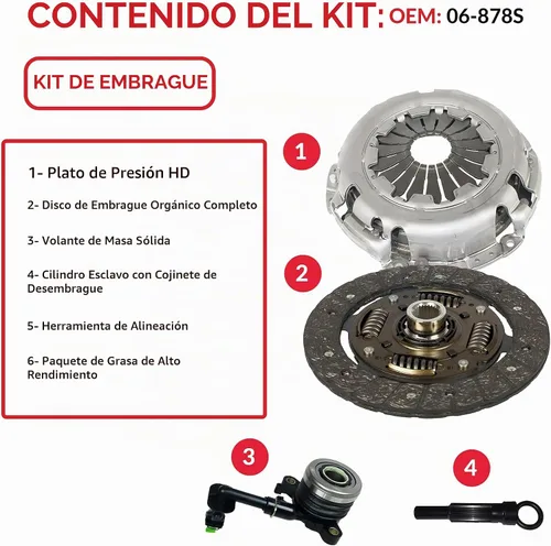 Vista 3 de Embrague con kit esclavo compatible con March Note Tiida Versa Advance Sense Drive Sr 1.6 S Plus 2009-2019 1.6L 1598CC l4 GAS DOHC aspirado