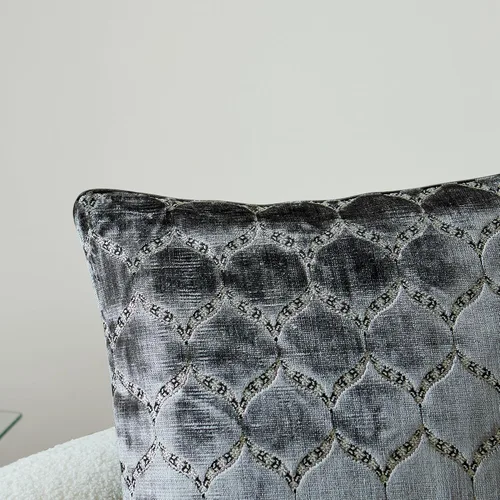 Vista 4 de Fundas de almohada con diseño de terciopelo de corte morisco, elegante y lujosa, color gris, fundas de cojín decorativas grandes para sofá, cama