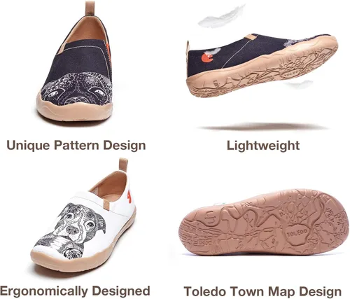 Vista 6 de UIN Zapatos de viaje para hombre, de lona, informales, ligeros, cómodos, pintados, a la moda, Pitbull
