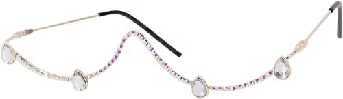 Vista 11 de Naimo Gafas de sol cristalinas brillantes de la mitad del marco de las gafas de sol del Rhinestone Marco de oro con diamantes de imitación