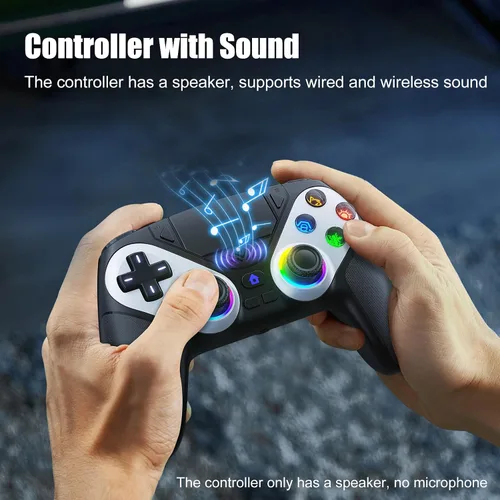 Vista 7 de Gamrombo LED Wireless Controller for PS5, Compatible with PS5 Pro/Slim/PC, Dual Vibration, Macro/Turbo Function, 3.5mm Audio Jack, 6-Axis Motion