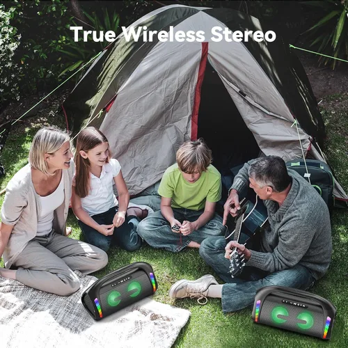 Vista 10 de Bocina Bluetooth LFS, altavoces Bluetooth inalámbricos de 100W y bajo profundo, luces LED, impermeable IPX6, 30 horas de reproducción, altavoz