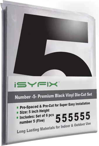 Vista 71 de iSYFIX Calcomanías de vinilo negro con el número 7 (siete), paquete de 6 calcomanías autoadhesivas de 7 pulgadas, calcomanías troqueladas y Negro