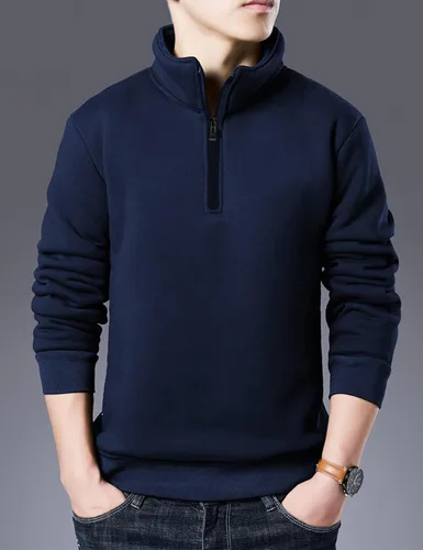 Vista 3 de Yeokou Sudadera de forro polar cálido con cuello redondo para hombre con forro de sherpa grueso