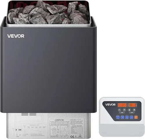 Vista 11 de VEVOR - Calefactor de sauna, estufa eléctrica de 9 kW, 220 V, calefactor de baño de vapor con controlador digital externo, temporizador de 3 h