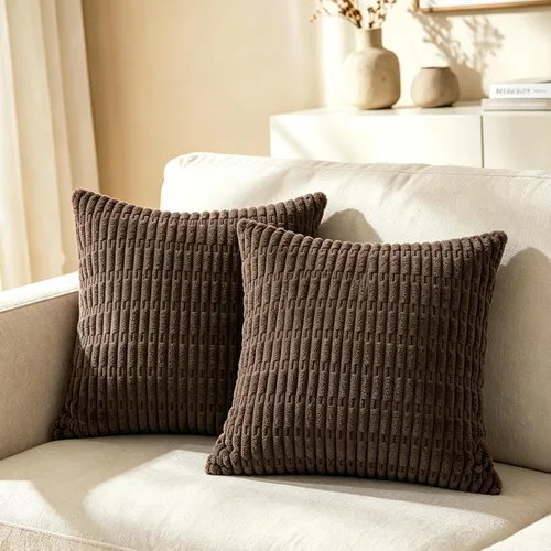 Vista 13 de CaliTime Fundas de Almohada Decorativas Paquete de 2 Cómodas de Pana Acanalada a Rayas Waffle Fundas de Cojines Decorativos para Sofá Cama