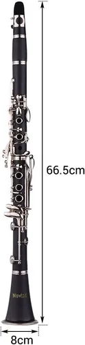Vista 3 de Clarinete plano Bb para principiantes, clarinete para estudiantes de 17 teclas con 2 barriles y estuche kit completo de inicio para adultos, banda