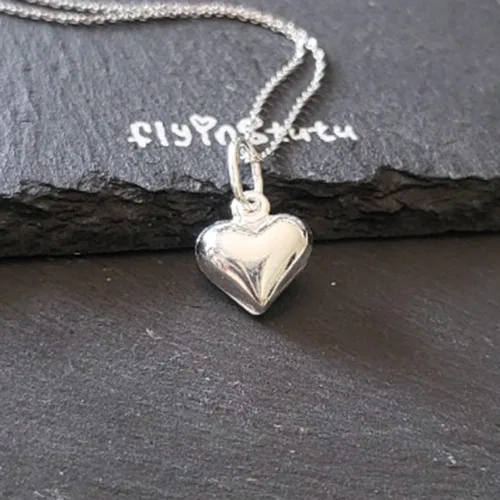 Vista 2 de Collar con dije de corazón 3D de plata de ley, 18 pulgadas