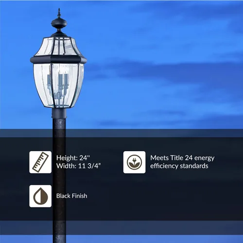 Vista 3 de Sea Gull Lighting 8239–12 Farol de poste para exteriores Lancaster, 24 pulgadas de altura, negro