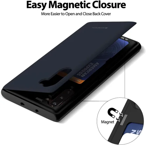 Vista 4 de GOOSPERY Parachoques magnético para puerta compatible con Galaxy Note 10, estuche tipo billetera con tarjetero, cierre automático por iman, funda