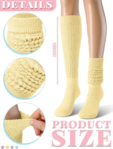 Vista 5 de Janmercy 4 pares de calcetines holgados para mujeres y niñas, calcetines apilados para botas de los años 80 y 90, calcetines de neón holgados
