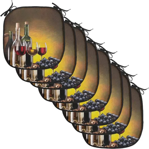 Vista 32 de Lunarable Cojín de asiento para silla de café, siluetas de taza de café expreso con frijoles fuente de cafeína, ilustración de bebidas gourmet