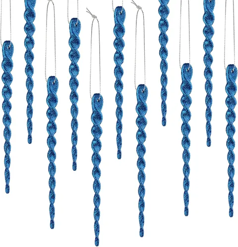 Vista 41 de 30 piezas de carámbanos de plástico trenzados para árbol de Navidad; adornos colgantes para árbol de Navidad, fiesta de Navidad, boda, fiesta