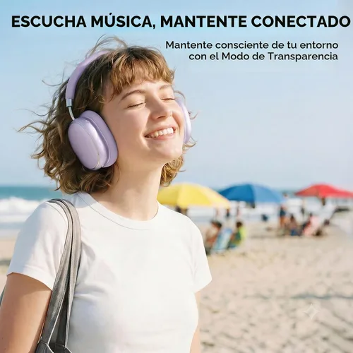 Vista 2 de Auriculares híbridos con cancelación activa de ruido sobre la oreja Púrpura