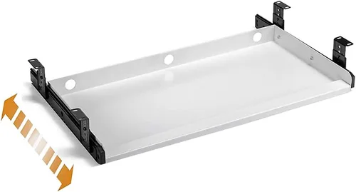 Vista 8 de Bandeja para teclado debajo del escritorio Bandeja de cajón de plataforma deslizante de metal resistente (gris)
