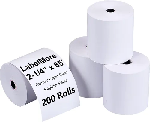 Vista 12 de LabelMore - Rollos de papel térmico de 2 1/4 pulgadas x 50 pies, rollos de papel térmico para tarjetas de crédito, rollo de caja registradora, papel