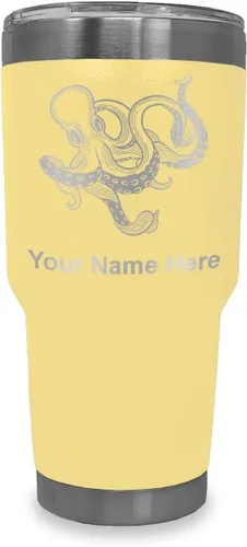 Vista 8 de LaserGram Vaso aislado al vacío de 20 onzas, Kraken, grabado personalizado incluido (negro)