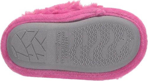 Vista 4 de Dearfoams Pantuflas unisex Ava Kids con detalle impreso de piel sintética y banda cruzada para niños