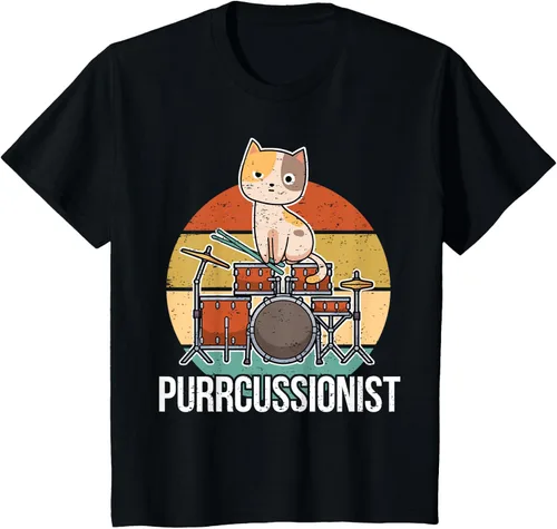 Vista 48 de Funny Percussion Drummer Drumming Drums Saying I Kitten Cat Camiseta, Negro, S
