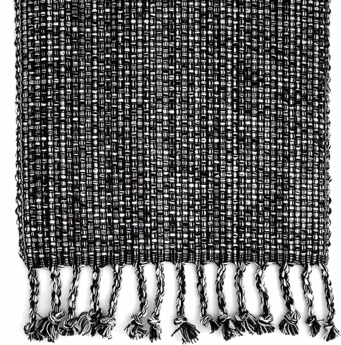 Vista 2 de Camino de mesa 100% algodón para mesas de comedor, rectangular, tejido de dos tonos, 72 x 13 pulgadas, suave y duradero, color negro (paquete de 1)