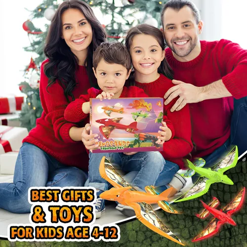 Vista 7 de Aiencsai Paquete de 3 juguetes de lanzamiento de aviones de dinosaurio para niños, aviones de espuma para niños juguetes de niños con calcomanías