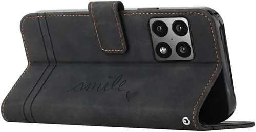 Vista 2 de Funda tipo cartera para OnePlus 10 Pro, OnePlus 10 Pro con tarjetero de cuero con función atril, protección completa magnética compatible