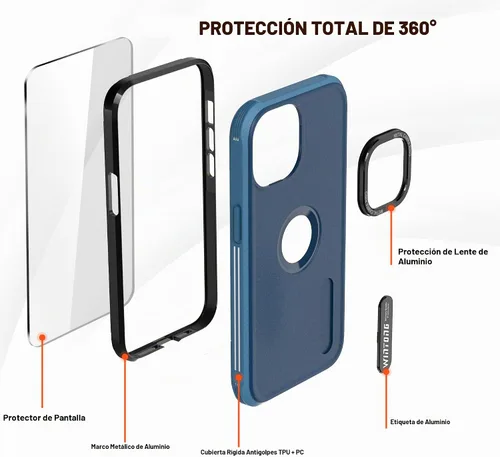 Vista 2 de WINTONG Funda magnética compatible con iPhone 14 / iPhone 13 con protector de vidrio, protección contra caídas de grado militar, resistente a prueba