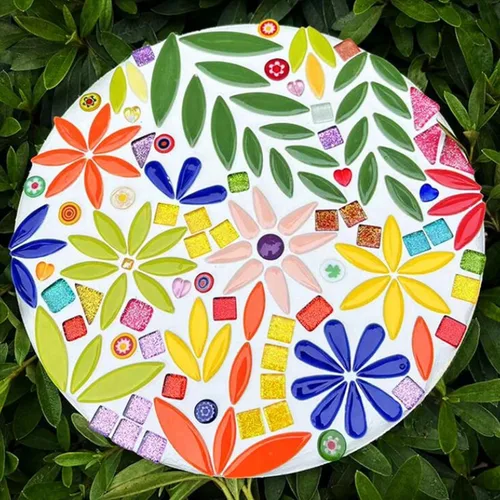Vista 8 de Mosaico de cerámica de hojas de pétalos de gota de agua de 1.1 libras para manualidades, piezas de mosaico de cerámica en forma de lágrima