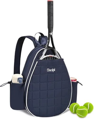 Vista 21 de Mochila de tenis Sucipi, mochila de tenis acolchada con bandolera cruzada, bolsas para raquetas de tenis resistentes al agua para mujeres y hombres