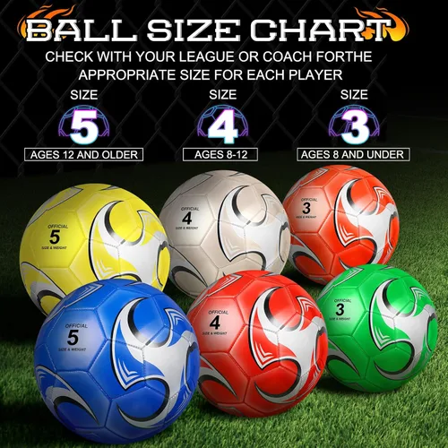 Vista 3 de Supervitae Paquete de 12 pelotas de fútbol para adolescentes y adultos, a granel, pelotas de fútbol desinfladas con bomba, entrenamiento al aire
